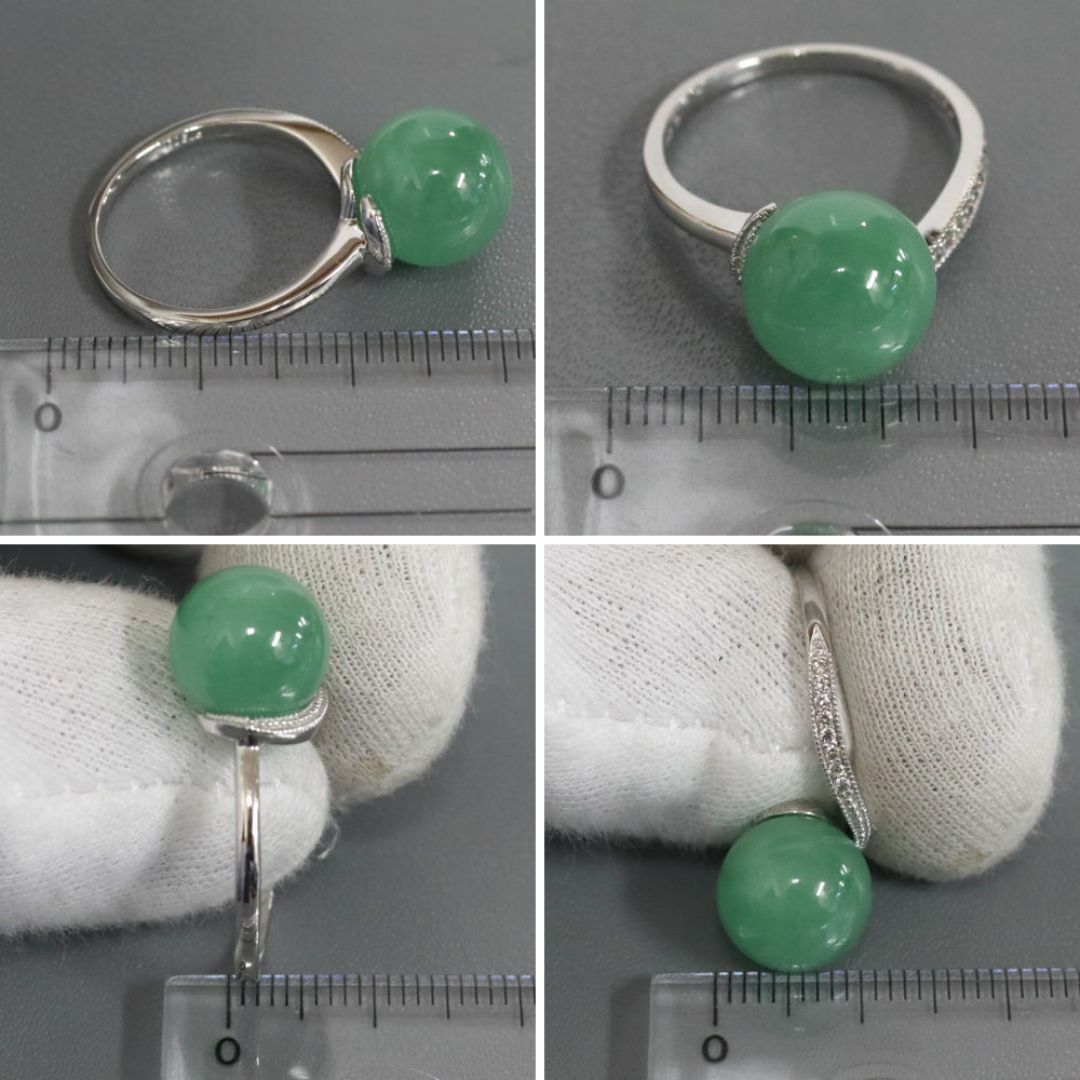 Pt900ヒスイダイヤモンドリング D0.05 5.4g #13 レディースのアクセサリー(リング(指輪))の商品写真