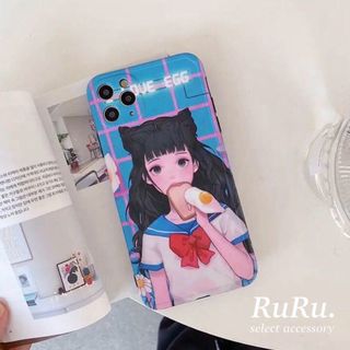 A550　iPhoneケース　アニメーション　スクールガール　スマホケース(iPhoneケース)