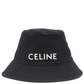 セリーヌ CELINE ハット ロゴ プリント バケットハット コットン ブラック M 黒  2AU5B968P【中古】