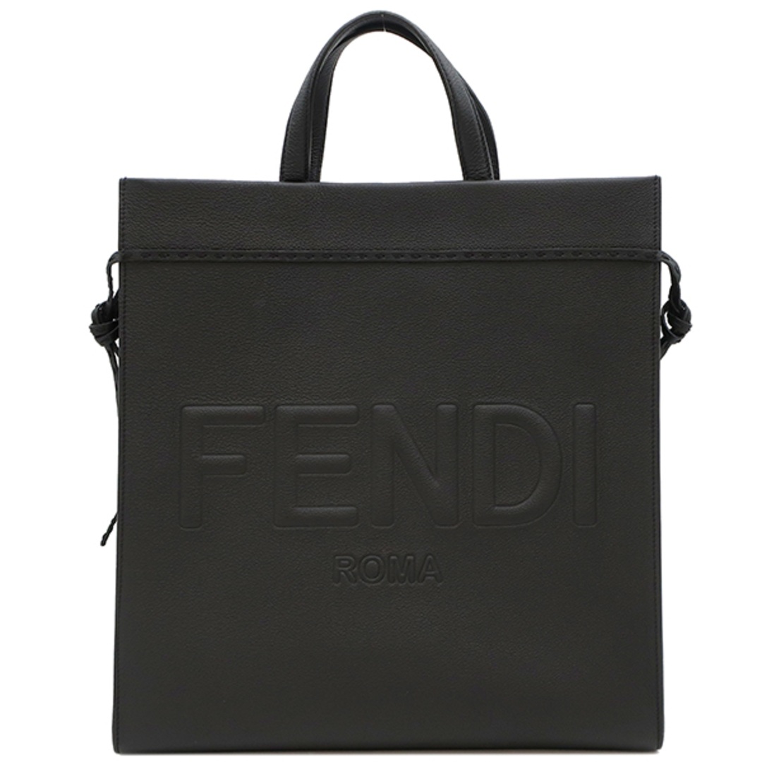 FENDI(フェンディ)のフェンディ FENDI 2WAYバッグ  ゴー トゥショッパー ミディアム レザー ブラック シルバー金具 黒 トートバッグ ショルダー  7VA583 AMAC F0GXN 【保存袋】【中古】 メンズのバッグ(トートバッグ)の商品写真