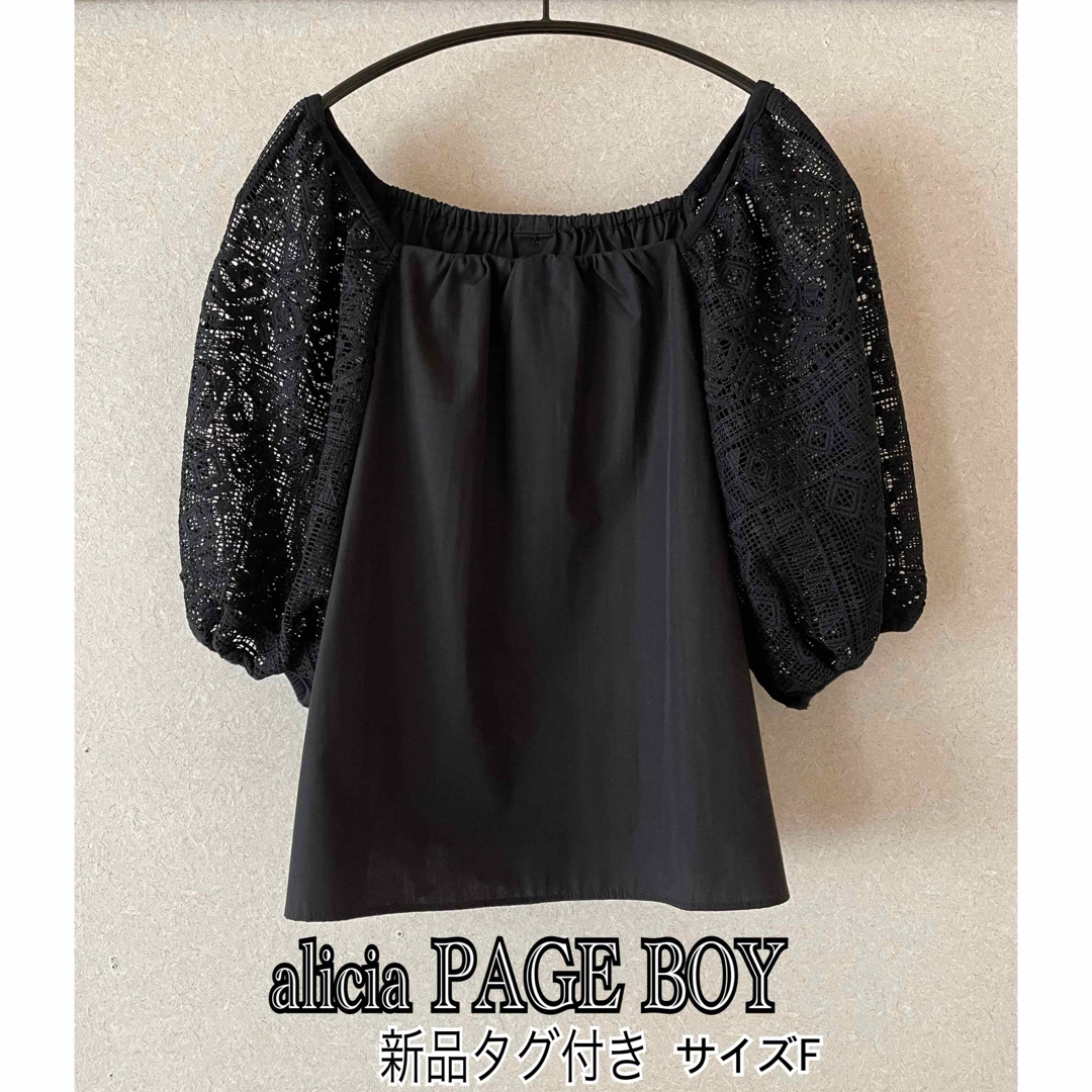 PAGEBOY(ページボーイ)の新品タグ付き　alicia PAGE BOY  レース袖オフショルダー　パフ袖 レディースのトップス(カットソー(半袖/袖なし))の商品写真