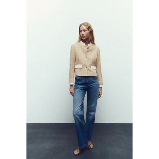 ザラ(ZARA)のクロップド丈テクスチャー入りブレザー マルチカラ―(その他)