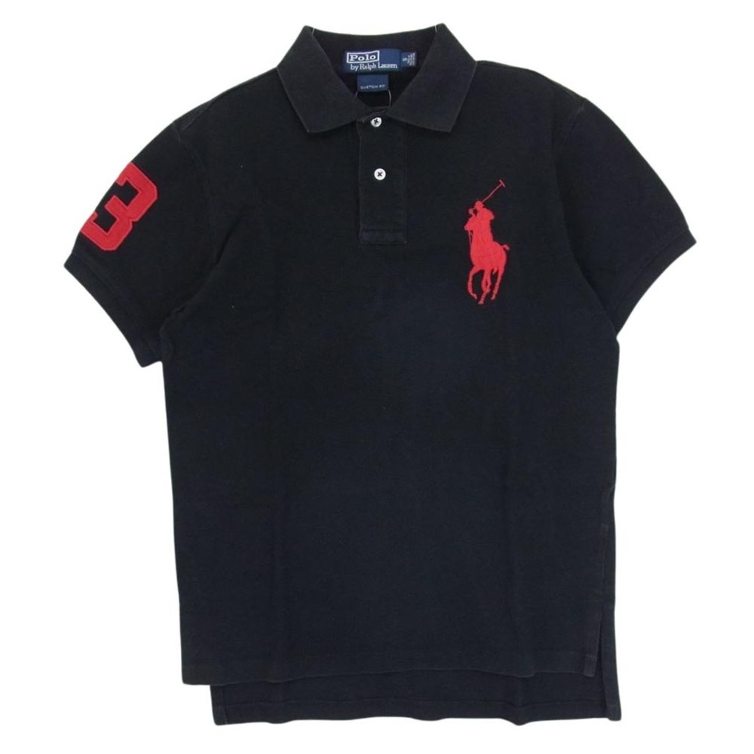 POLO RALPH LAUREN ポロ・ラルフローレン 90s CUSTOM FIT カスタムフィット 鹿の子 半袖 ポロシャツ ビックポニー ブラック系 S【中古】 | フリマアプリ ラクマ