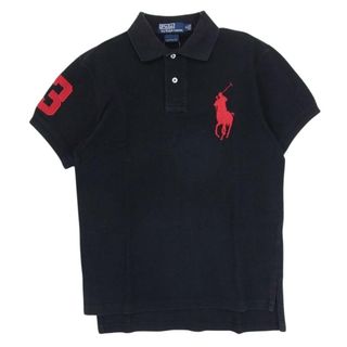 ポロラルフローレン(POLO RALPH LAUREN)のPOLO RALPH LAUREN ポロ・ラルフローレン 90s CUSTOM FIT カスタムフィット 鹿の子 半袖 ポロシャツ ビックポニー ブラック系 S【中古】(ポロシャツ)