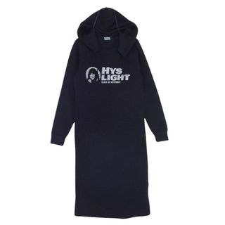 HYSTERIC GLAMOUR - HYSTERIC GLAMOUR ヒステリックグラマー 01191CO04 HYS LIGHT ニット フード付き ワンピース ブラック系 FREE【中古】