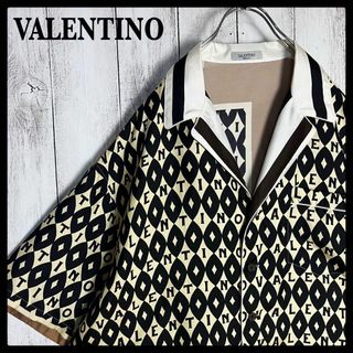 VALENTINO - ヴァレンティノ☆総柄入り半袖シルクシャツ 入手困難 開襟 オープンカラー