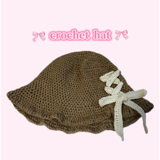 [ハンドメイド] 帽子 クロシェハット 韓国 リボン(帽子)