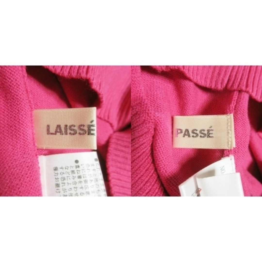 LAISSE PASSE(レッセパッセ)のレッセパッセ ニット セーター ラウンドネック 半袖 バックリボン 38 ピンク レディースのトップス(ニット/セーター)の商品写真