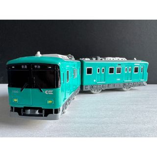 京阪電車　ターコイズグリーン塗装の10001F　２両セット〈中古美品〉レール付(鉄道模型)