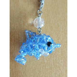 スワロフスキー(SWAROVSKI)のバッグチャーム❈イルカ🐬　A　ライトサファイア　ハンドメイド(バッグチャーム)