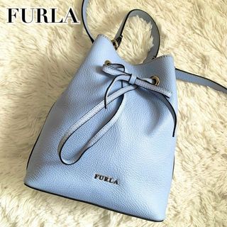 フルラ(Furla)の美品✨フルラ コスタンザ 2way バケット バッグ レザー リボン ブルー(ショルダーバッグ)