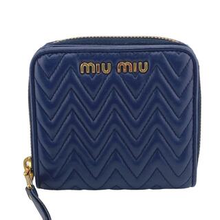 ミュウミュウ(miumiu)のミュウミュウ MIUMIU 二つ折り財布
 ナッパ コンパクトウォレット ラウンドファスナー 5ML522 ブルー(財布)