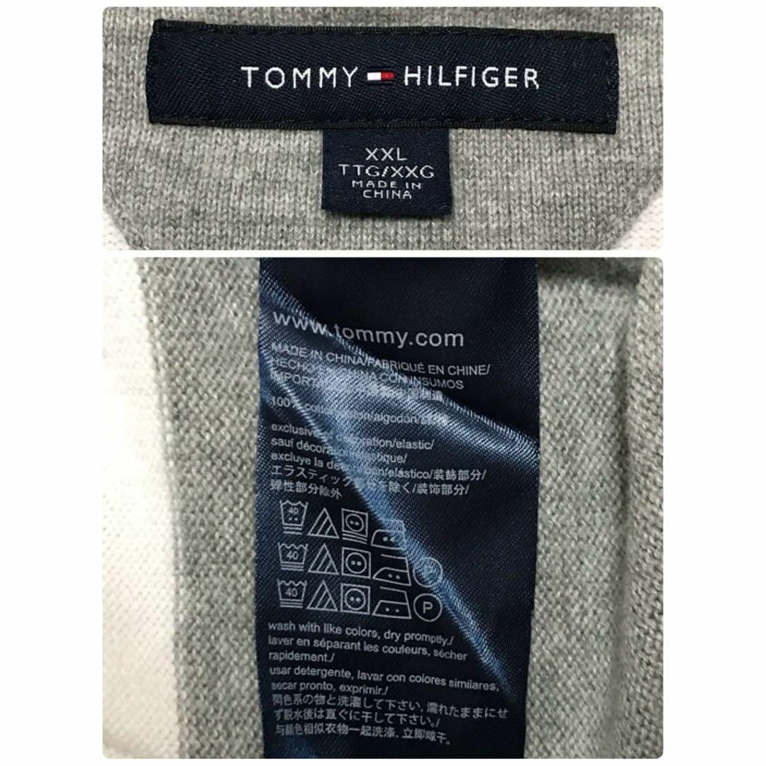 TOMMY HILFIGER(トミーヒルフィガー)の【ビッグシルエット】トミーヒルフィガー 刺繍ロゴ入ボーダートップス　F896 メンズのトップス(ニット/セーター)の商品写真