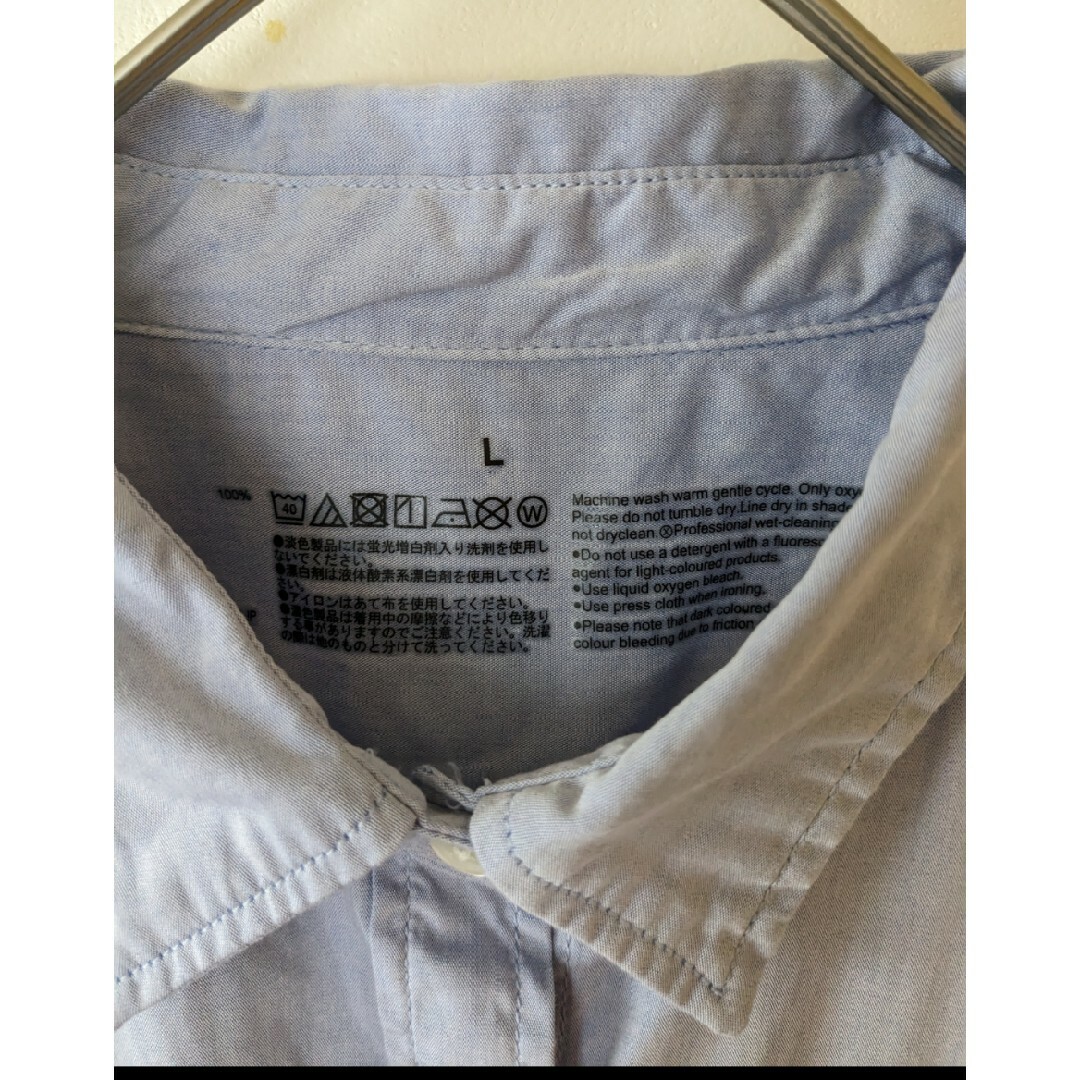 MUJI (無印良品)(ムジルシリョウヒン)の無印良品サックスブルーLサイズシャツ レディースのトップス(シャツ/ブラウス(長袖/七分))の商品写真