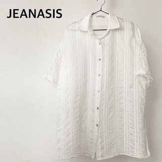 JEANASIS - ジーナシス　半袖　ホワイト系　シャツ　トップス　レーヨン　ナイロン　フリーサイズ