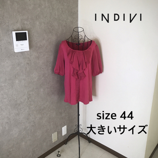 インディヴィ(INDIVI)のインディヴィ♡1度着用　カットソー　大きいサイズ　44(カットソー(半袖/袖なし))