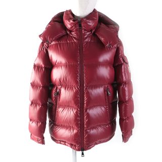 モンクレール(MONCLER)の極美品★MONCLER モンクレール 21-22AW FUSTET フステット フード・ロゴワッペン付 バックロゴデザイン ZIP UP ダウンジャケット ボルドー 1 正規品 レディース(ダウンジャケット)