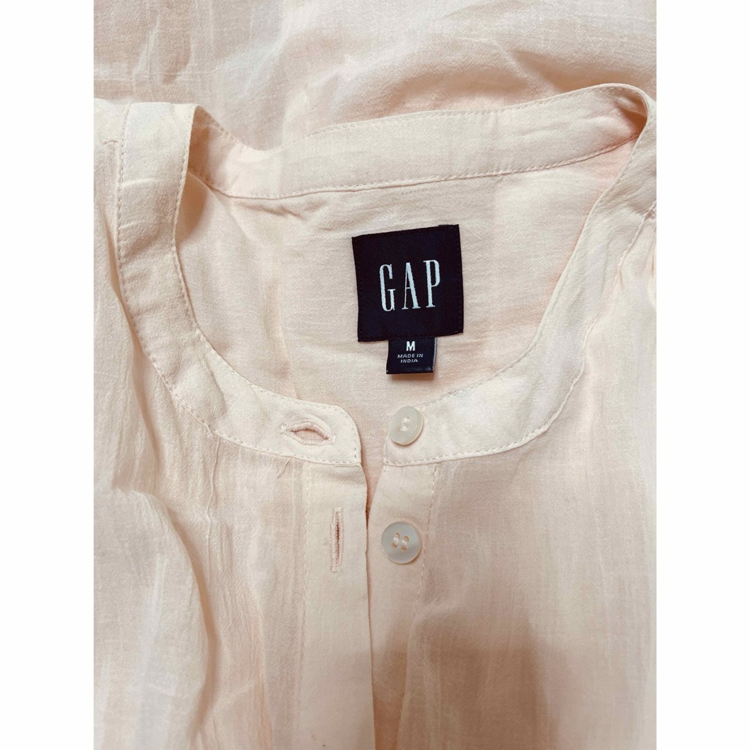 GAP(ギャップ)のGAPギャップMシャツワンピースロングジャケット春サーモンピンクレディース レディースのワンピース(ひざ丈ワンピース)の商品写真