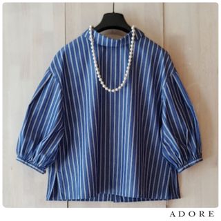 アドーア(ADORE)の◆幻◆ 春物新品　定価3.1万円 ADORE ストライプバックリボンブラウス(シャツ/ブラウス(長袖/七分))