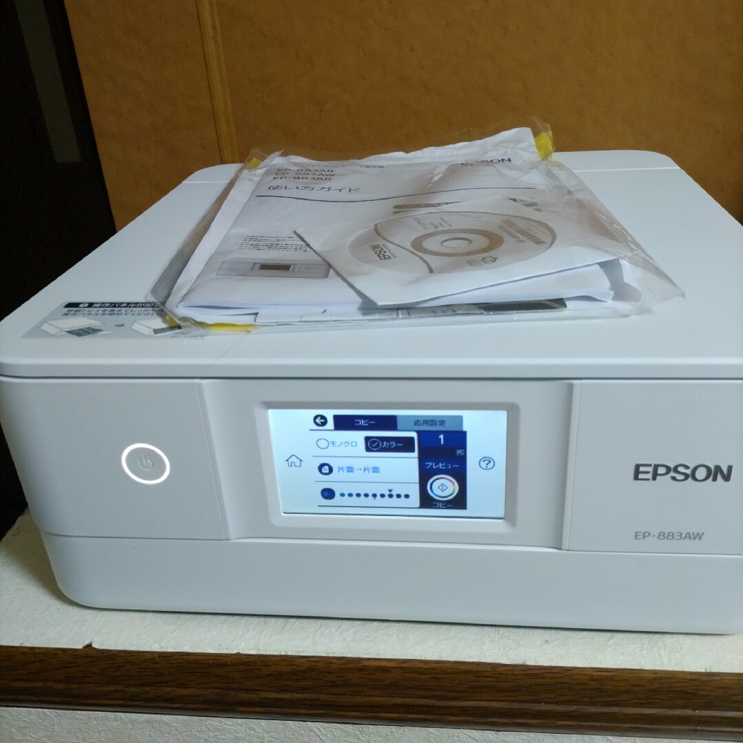 EPSON(エプソン)のエプソン EP-883AW A4カラーインクジェット複合機 カラリオ ホワイト… スマホ/家電/カメラのPC/タブレット(PC周辺機器)の商品写真