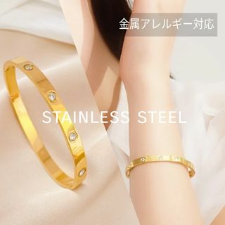 ●stainless●再ラスト1点◆ステンレス10ポイントジルコニアラブバングル(ブレスレット/バングル)