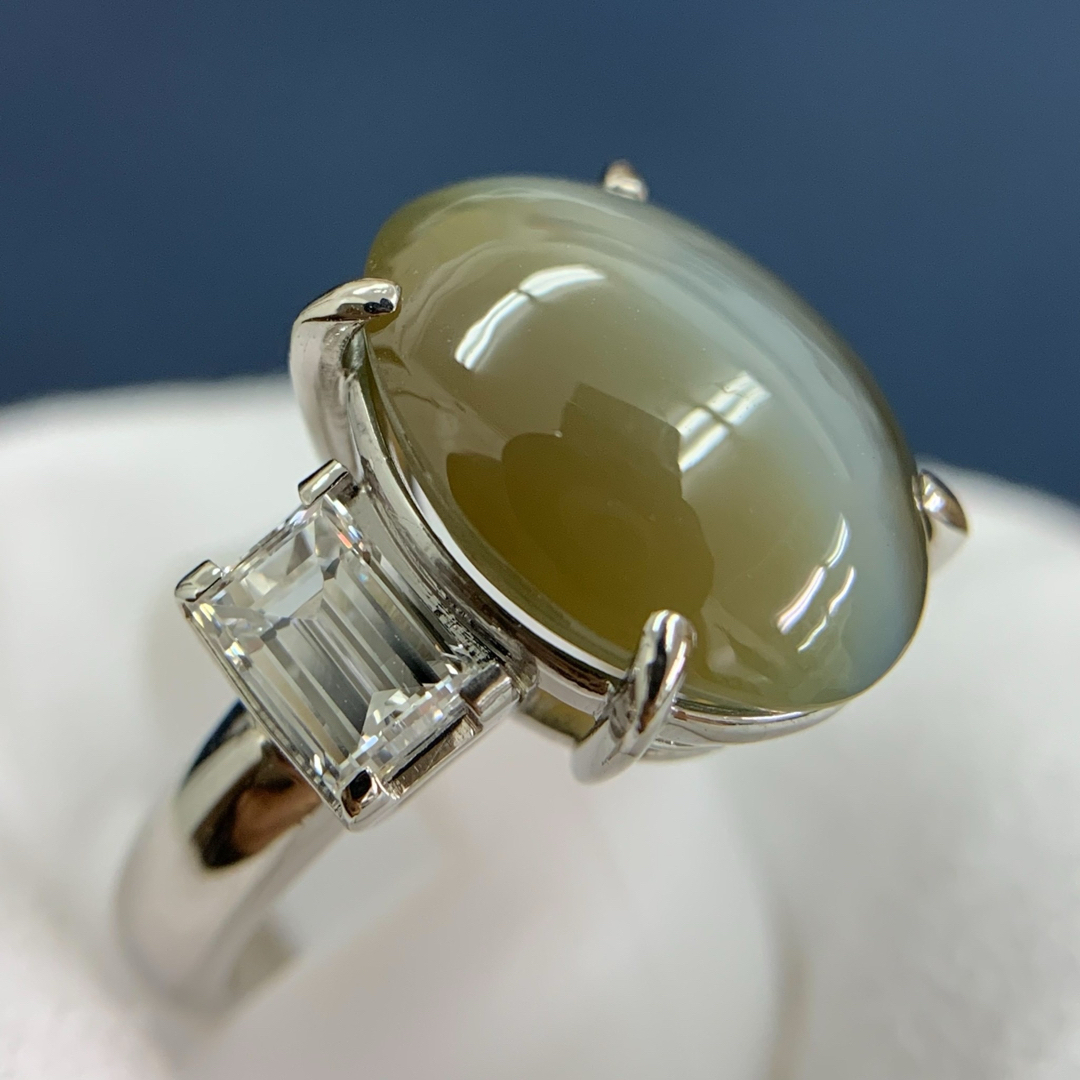 Pt900 キャッツアイ　7.88 ダイヤモンド　1.145 リング　指輪 レディースのアクセサリー(リング(指輪))の商品写真