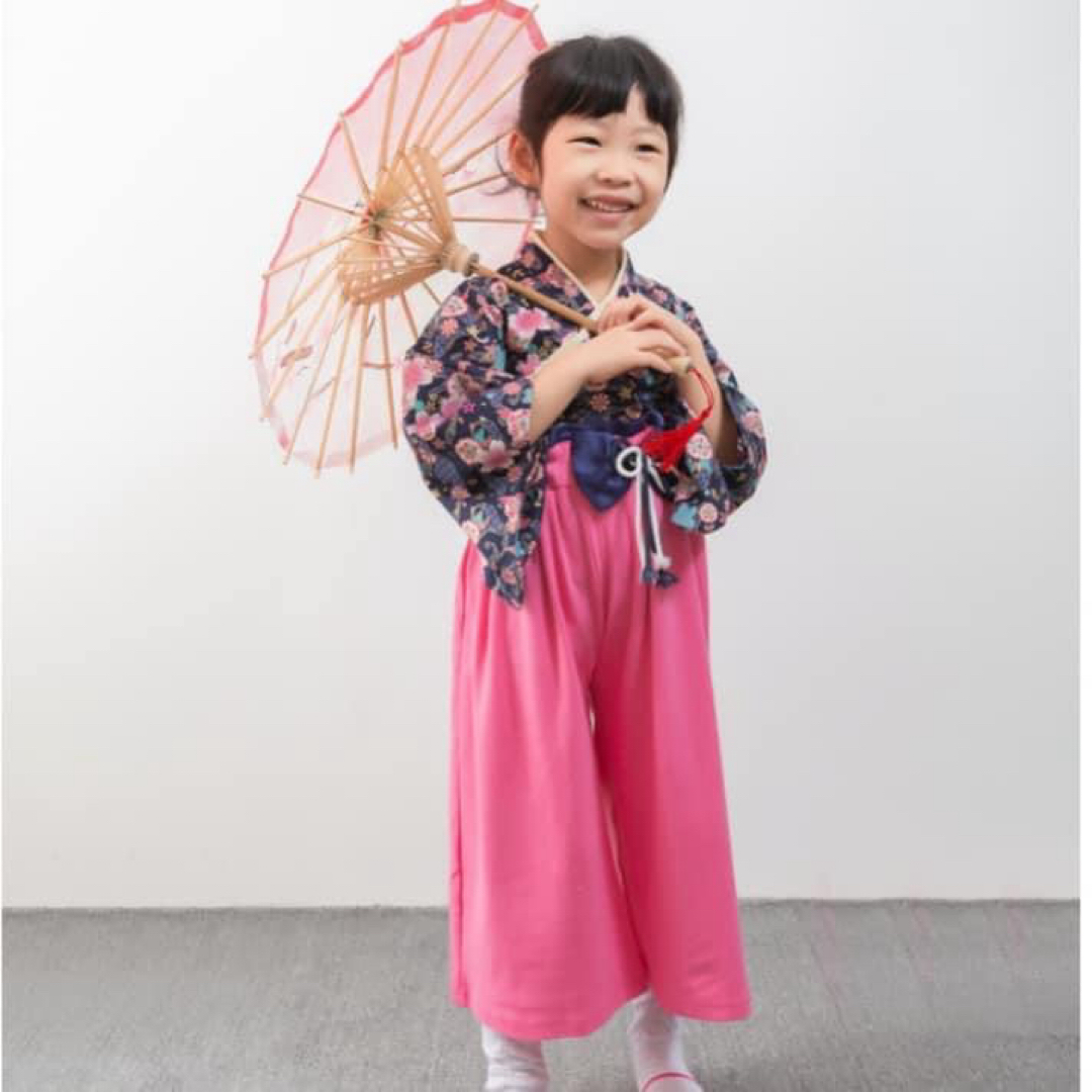 ♡ 袴 セットアップ ♡ 130 ネイビー 着物 和装 フォーマル 女の子 キッズ/ベビー/マタニティのキッズ服女の子用(90cm~)(和服/着物)の商品写真