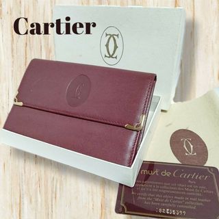 カルティエ(Cartier)のCartier　カルティエ　マストライン　がま口折財布　ボルドー(財布)