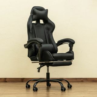 新品　送料無料　フルフラットメッシュレーシングチェア　ブラック(ハイバックチェア)