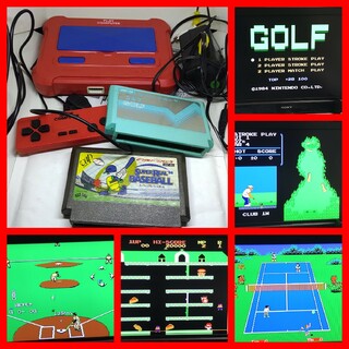 ファミリーコンピュータ(ファミリーコンピュータ)のFC互換機 + ゴルフ,野球 9in1 動作 ファミコン互換機 RCAビデオケー(家庭用ゲーム機本体)