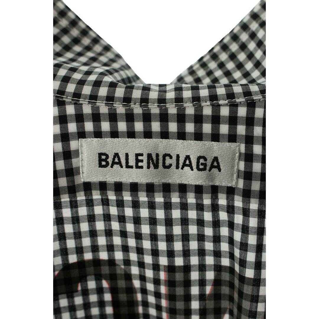 BALENCIAGA - バレンシアガ  20SS  622050 TIM03 ギンガムチェック柄バックロゴオーバーサイズ長袖シャツ メンズ 34