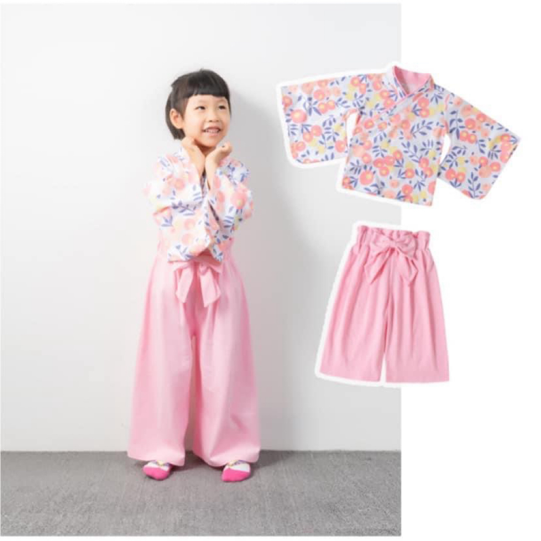 ♡袴 セットアップ♡ 90 薄ピンク  着物 和装 フォーマル 女の子 キッズ/ベビー/マタニティのキッズ服女の子用(90cm~)(和服/着物)の商品写真