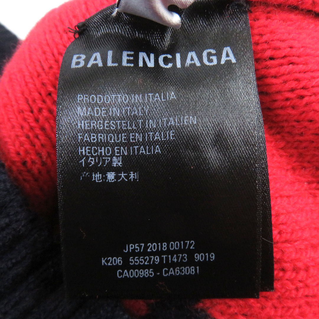 Balenciaga(バレンシアガ)の美品□BALENCIAGA バレンシアガ 2018年製 555279 ウール ジャガードロゴ ロングスリーブ ニット セーター ネイビー XS イタリア製 正規品 メンズ メンズのトップス(ニット/セーター)の商品写真