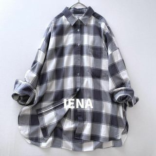 イエナ(IENA)のイエナ　ネルチェックロングシャツ　ワイド　オーバーサイズ　羽織り　グレー　36(シャツ/ブラウス(長袖/七分))