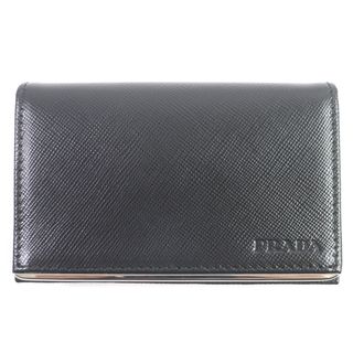 プラダ(PRADA)の未使用品□PRADA プラダ 1MC122 ロゴエンボス サフィアーノレザー 名刺入れ カードケース パスケース ブラック 箱付き イタリア製 メンズ(名刺入れ/定期入れ)