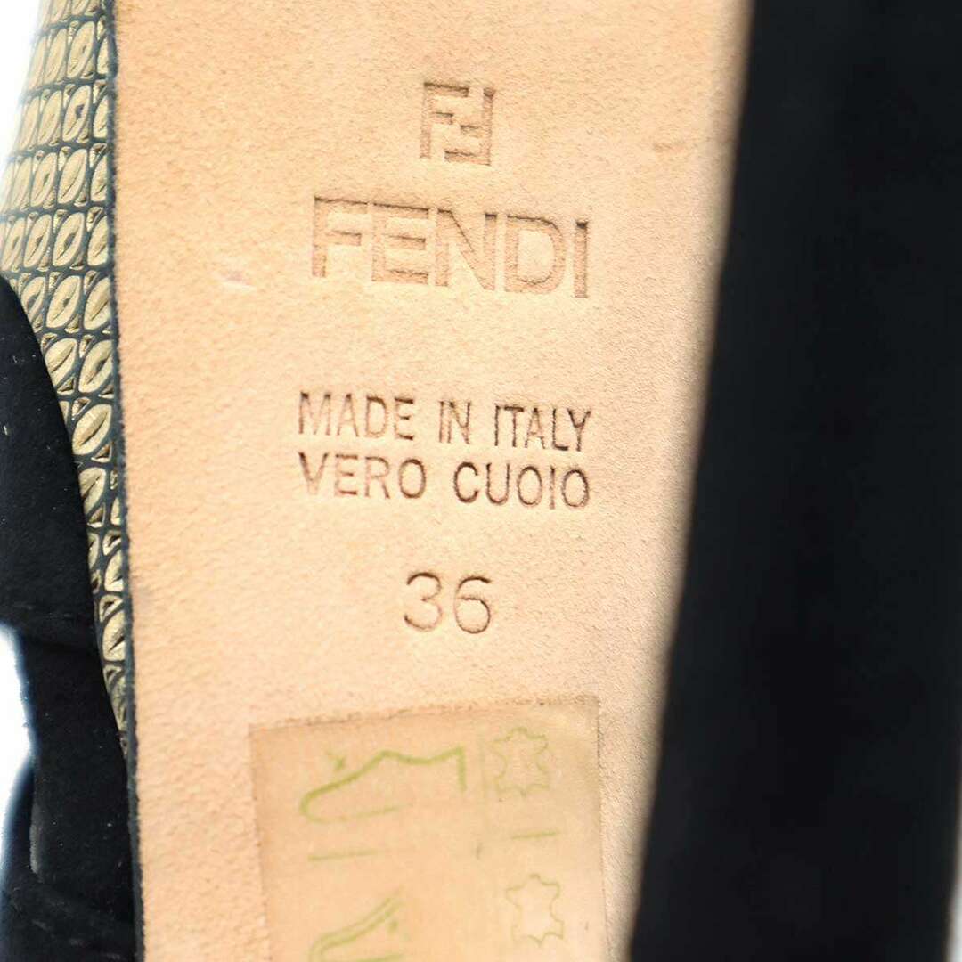 FENDI(フェンディ)のFENDI フェンディ Jardin スエードプラットフォームパンプス ブラック 36 レディースの靴/シューズ(ハイヒール/パンプス)の商品写真