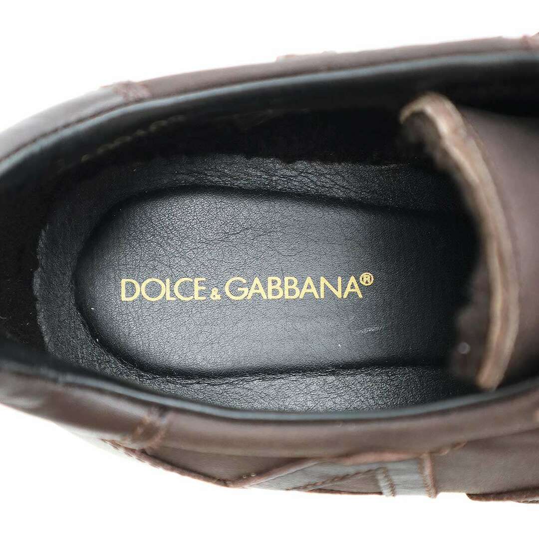 DOLCE&GABBANA(ドルチェアンドガッバーナ)のDOLCE&GABBANA ドルチェ＆ガッバーナ ロゴパッチローカットレザーボアスニーカー CA00108 ブラウン 9 メンズの靴/シューズ(スニーカー)の商品写真