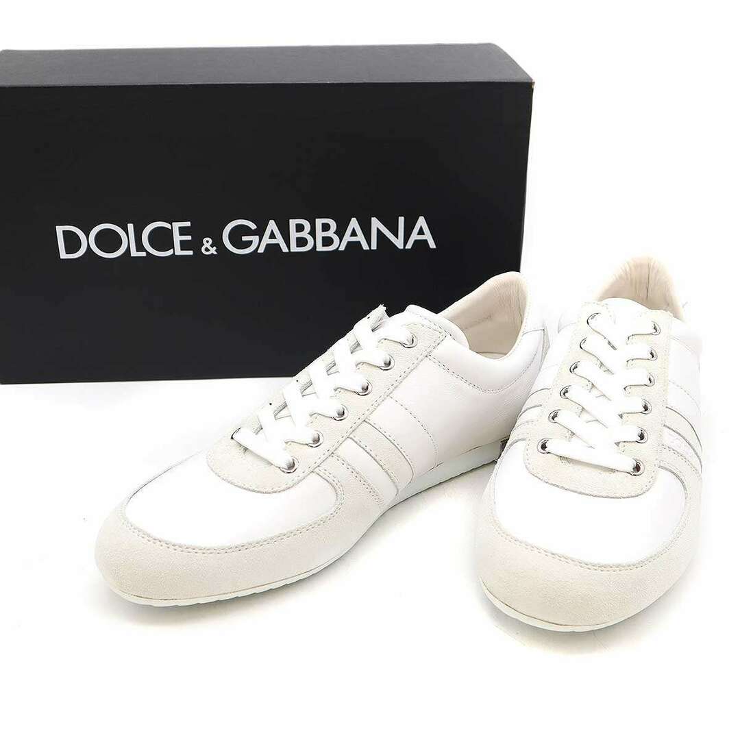 DOLCE&GABBANA(ドルチェアンドガッバーナ)のDOLCE&GABBANA ドルチェ＆ガッバーナ ロゴエンボスローカットレザースニーカー ホワイト 9 CS0904 メンズの靴/シューズ(スニーカー)の商品写真