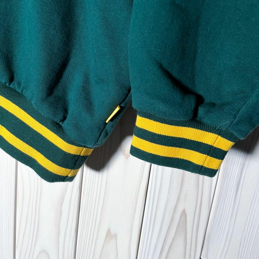【極美品 人気カラー XL】ケボズ 刺繍ロゴ ラインリブ スウェット 緑 黄 メンズのトップス(スウェット)の商品写真