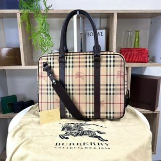 バーバリー(BURBERRY)の美品 BURBERRY 2way ブリーフケース レザー pvc ノバチェック(ビジネスバッグ)