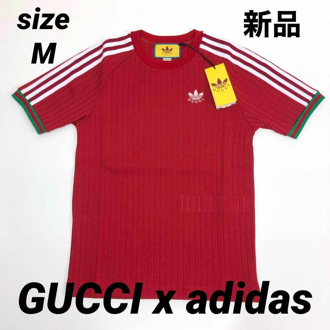 Gucci(グッチ)の☆未使用品☆グッチ × アディダス コラボ  Tシャツ レッド M メンズ メンズのトップス(Tシャツ/カットソー(半袖/袖なし))の商品写真