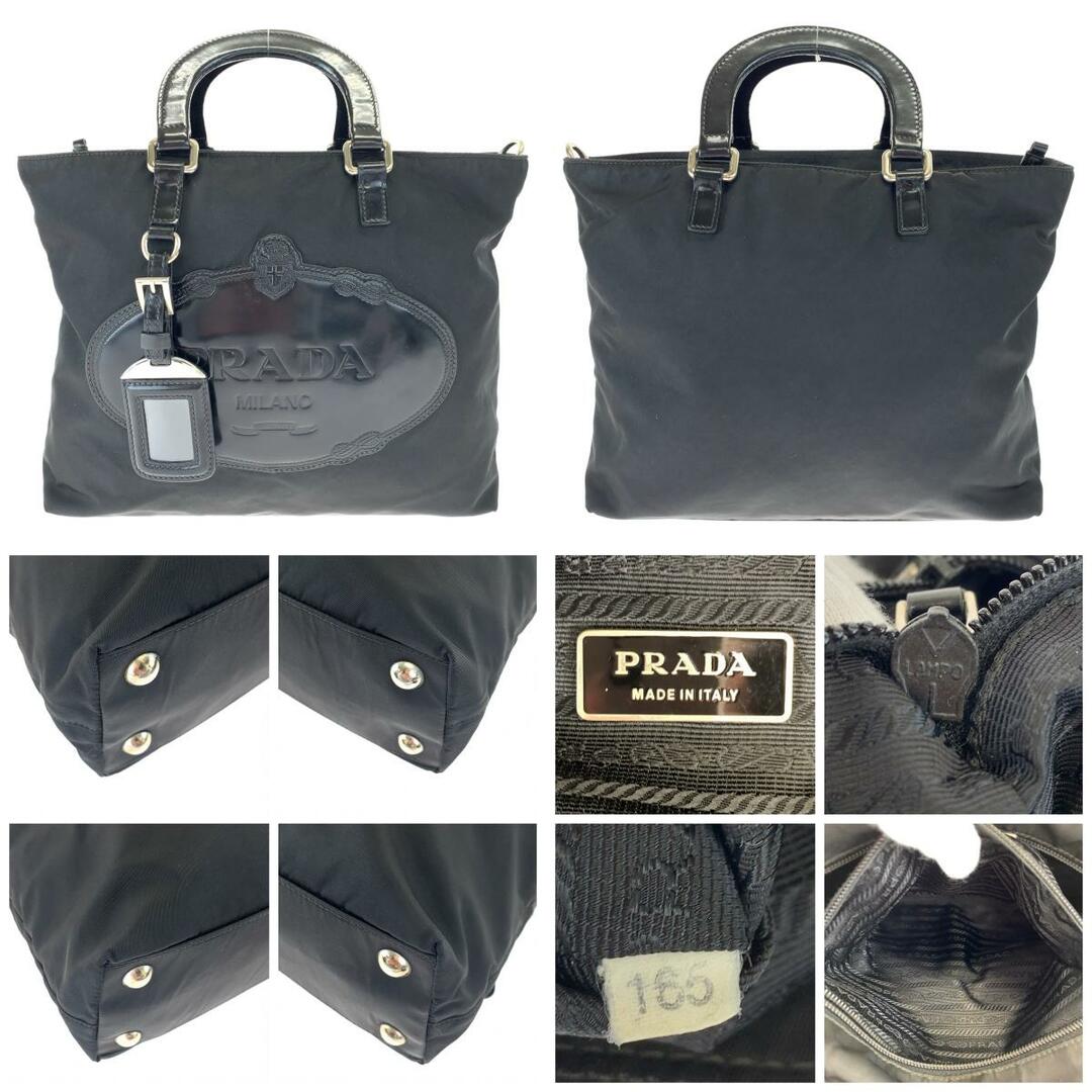 PRADA(プラダ)のPRADA プラダ テスート ロゴ型押し ブラック 黒 シルバー金具 ナイロン ショルダーバッグ ハンドバッグ 2way レディース 405509 【中古】 レディースのバッグ(ショルダーバッグ)の商品写真