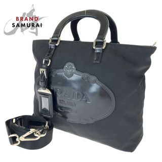 プラダ(PRADA)のPRADA プラダ テスート ロゴ型押し ブラック 黒 シルバー金具 ナイロン ショルダーバッグ ハンドバッグ 2way レディース 405509 【中古】(ショルダーバッグ)