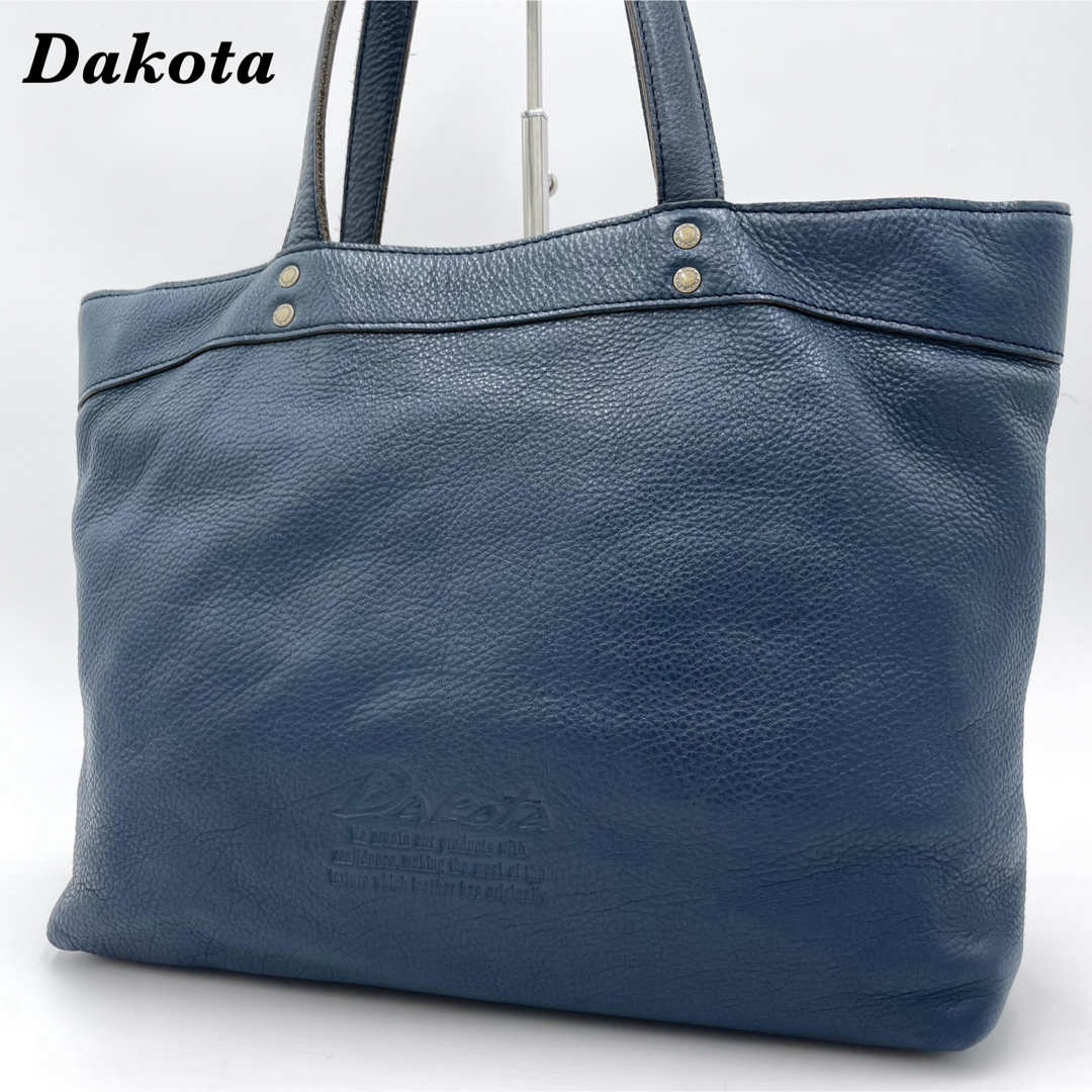 Dakota(ダコタ)のDakota ダコタ　トートバッグ　レザー　シボ革　三層　ネイビー　A4 レディースのバッグ(トートバッグ)の商品写真