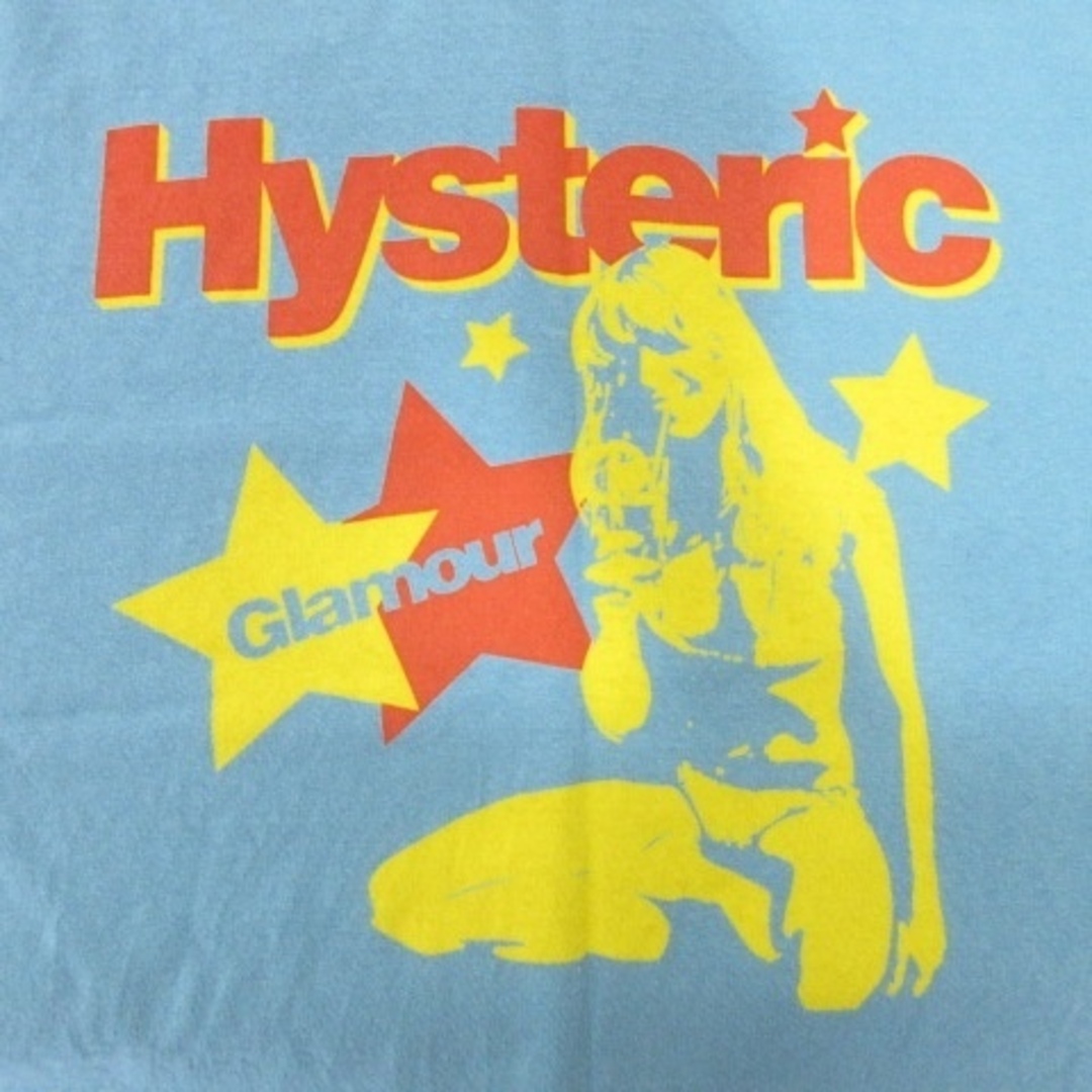 HYSTERIC GLAMOUR(ヒステリックグラマー)のヒステリックグラマー Tシャツ カットソー ロゴ プリント XL 水色 ■U90 メンズのトップス(Tシャツ/カットソー(半袖/袖なし))の商品写真