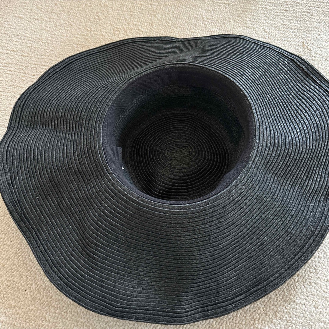 未使用！幅広帽子☆ダークグレー　天然素材100% ツバに針金入り レディースの帽子(ハット)の商品写真