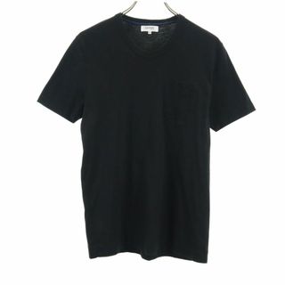 ランバンオンブルー(LANVIN en Bleu)のランバンオンブルー 日本製 半袖 Vネック Tシャツ 50 ブラック系 LANVIN en Bleu ポケT メンズ 古着 【240409】 メール便可(Tシャツ/カットソー(半袖/袖なし))