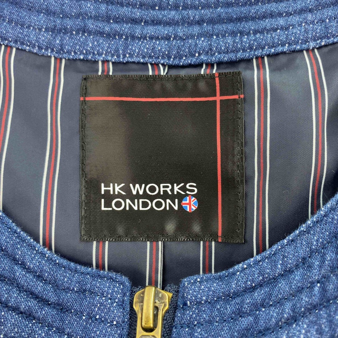 HIROKO KOSHINO(ヒロココシノ)のHK WORKS LONDON ヘイチケーワークスロンドン レディース ノーカラージャケット 青 レディースのジャケット/アウター(ノーカラージャケット)の商品写真