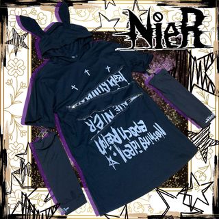 NieR Clothing - nier clothing/ニーア/ウサ耳アームカバー付パーカー/地雷系パンク黒