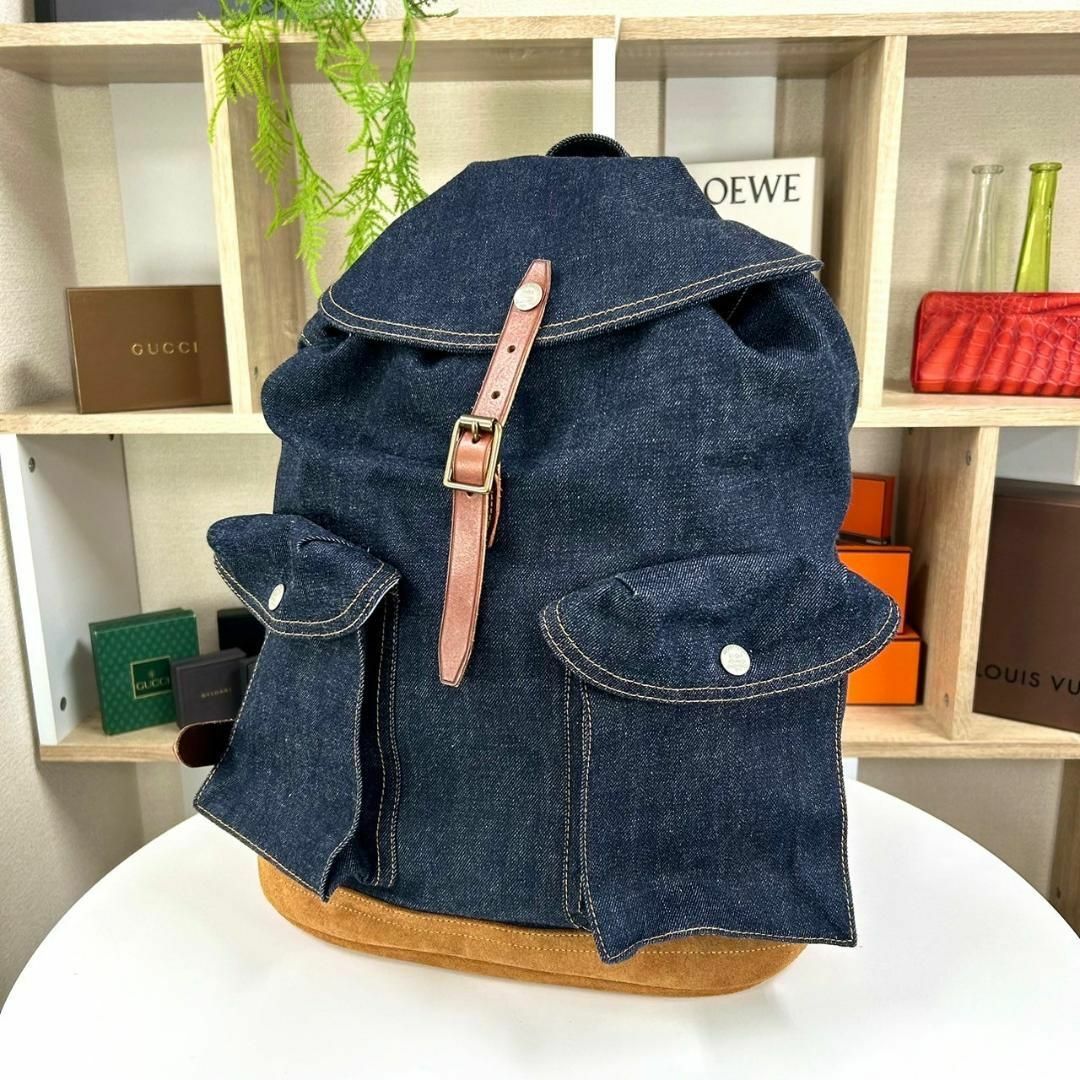 RRL - 超美品 RRL バックパック デニム レザー サファリの通販 RRL - 超美品 RRL バックパック デニム レザー サファリの通販